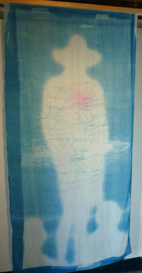 Omnipresence, cyanotype and acrylic on silk, Stacie Rose