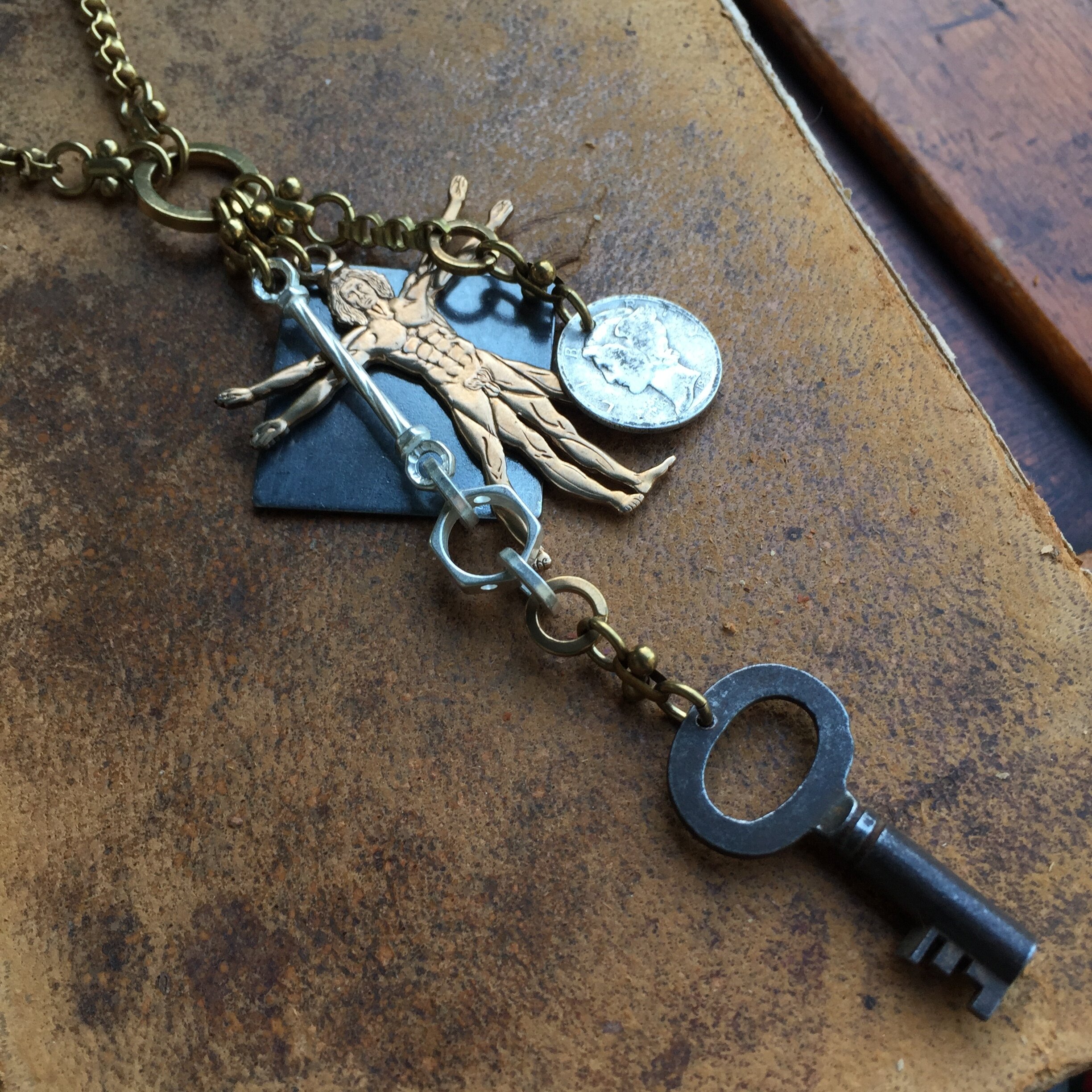 Mercury Dime Charm Necklace 