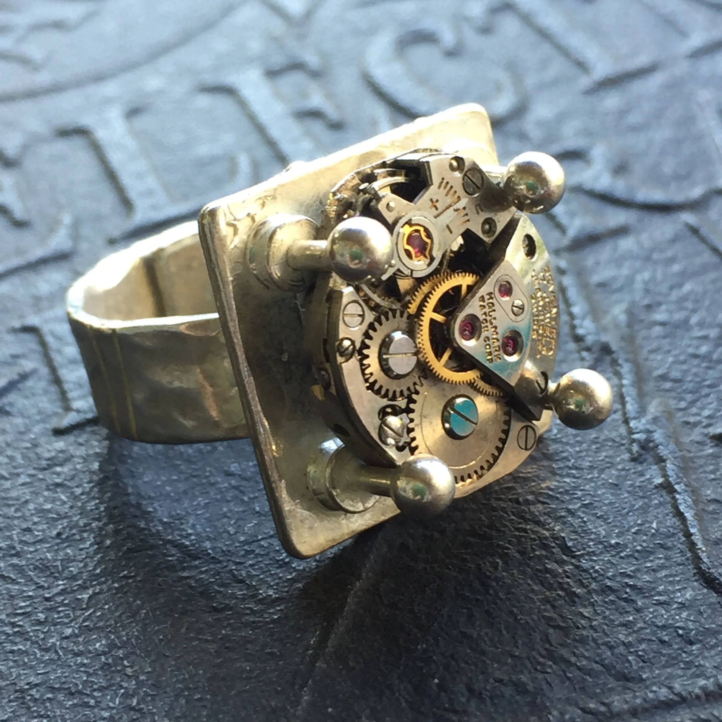 Hammered Mechanics Ring Adjustable — Rewind