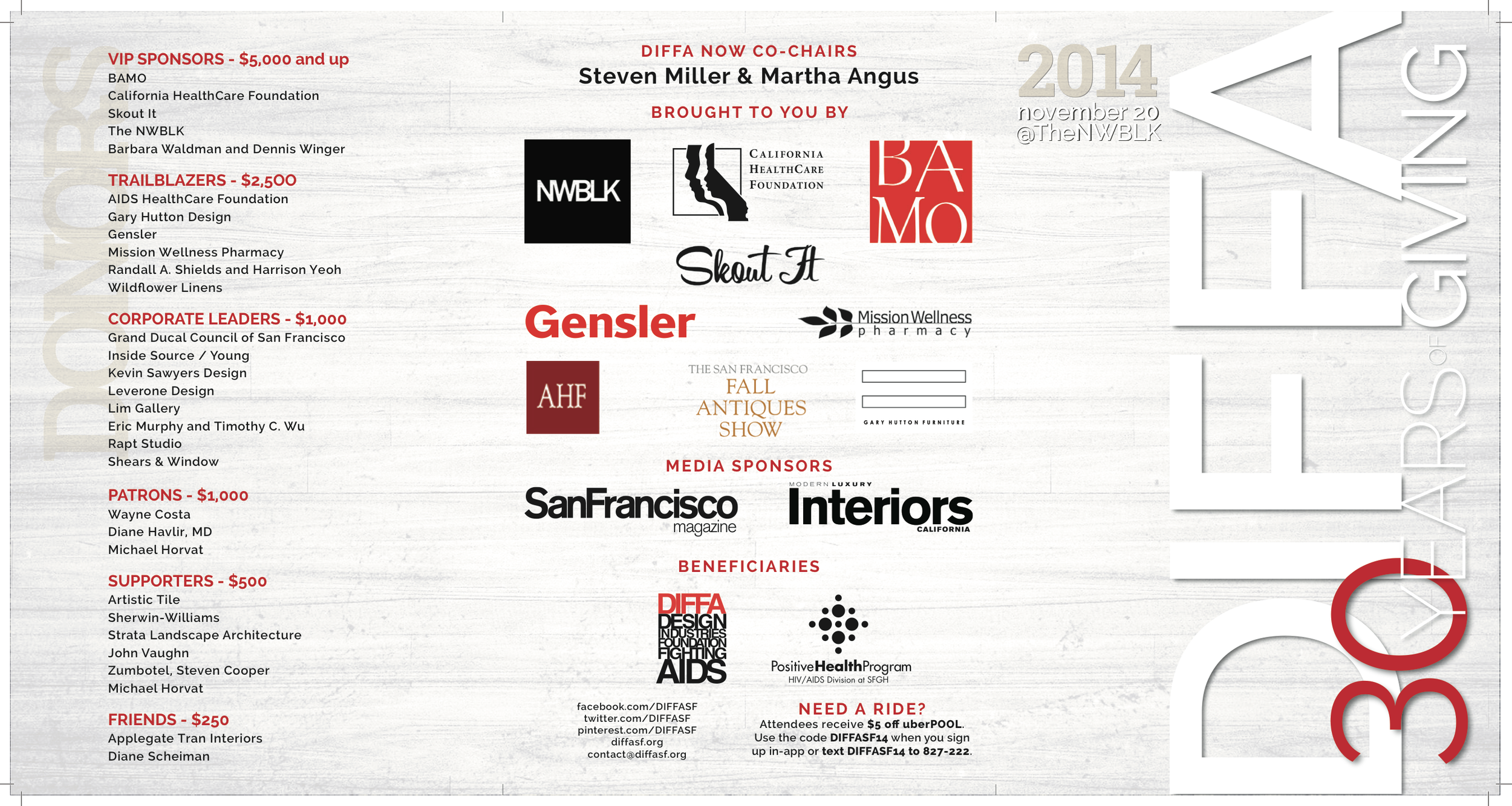 DIFFA 30 Year Anniversary Event Program, 2014 - Outside/Front & Back Cover