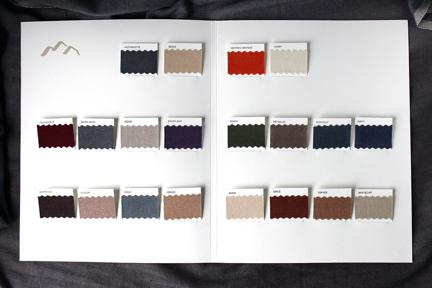 travel brochure with die-cut color swatch cards