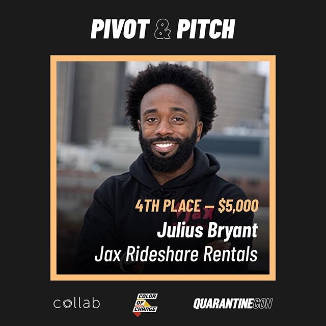 Not bad for my first pitch competition! Very dope experience! Thank you @collabstudio.co @collab.capital @colorofchange @quarantinecon.co. Now...back to work! 📈 @ridewithjax