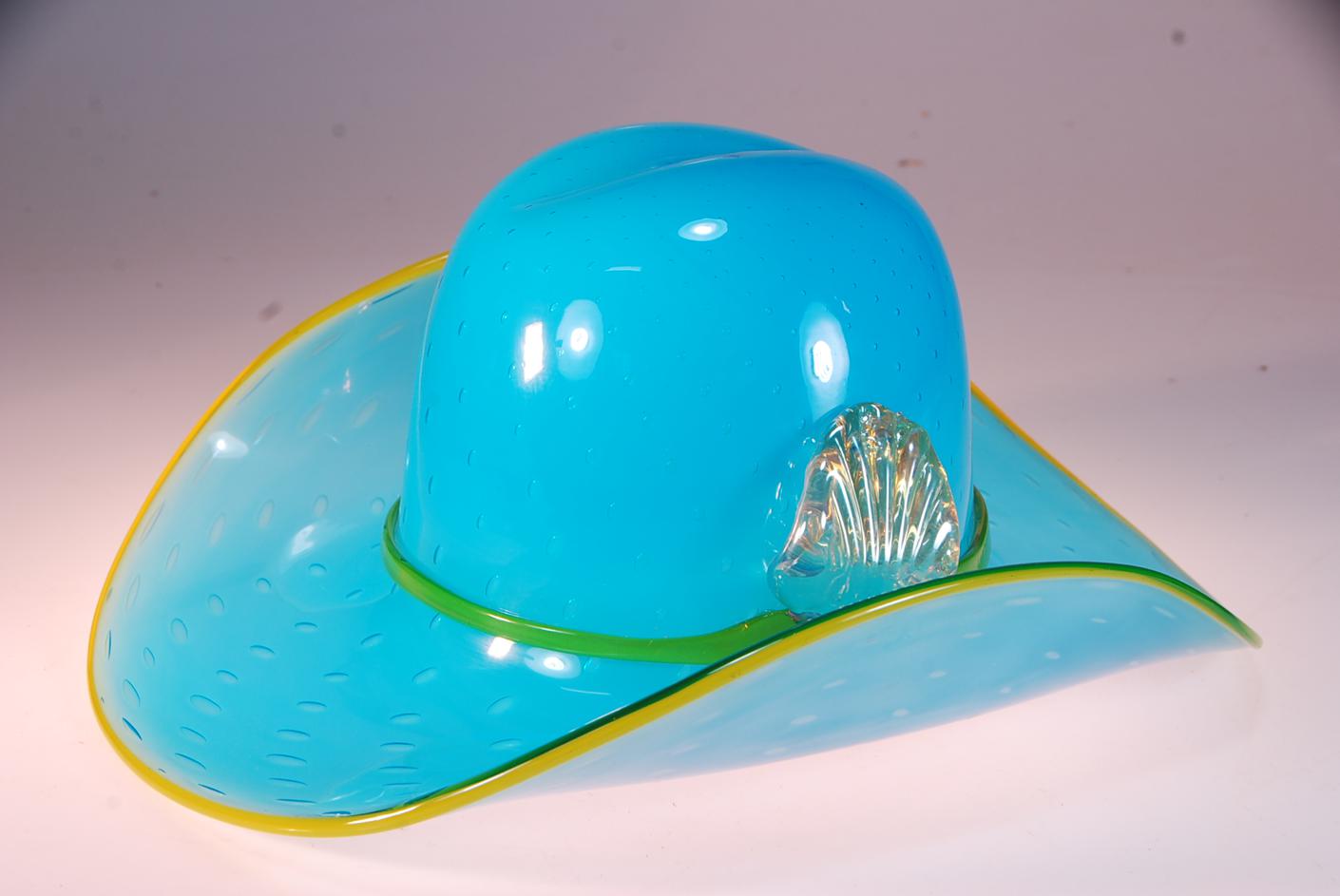 Blown glass cowboy hat by artist Rick Strini 2014