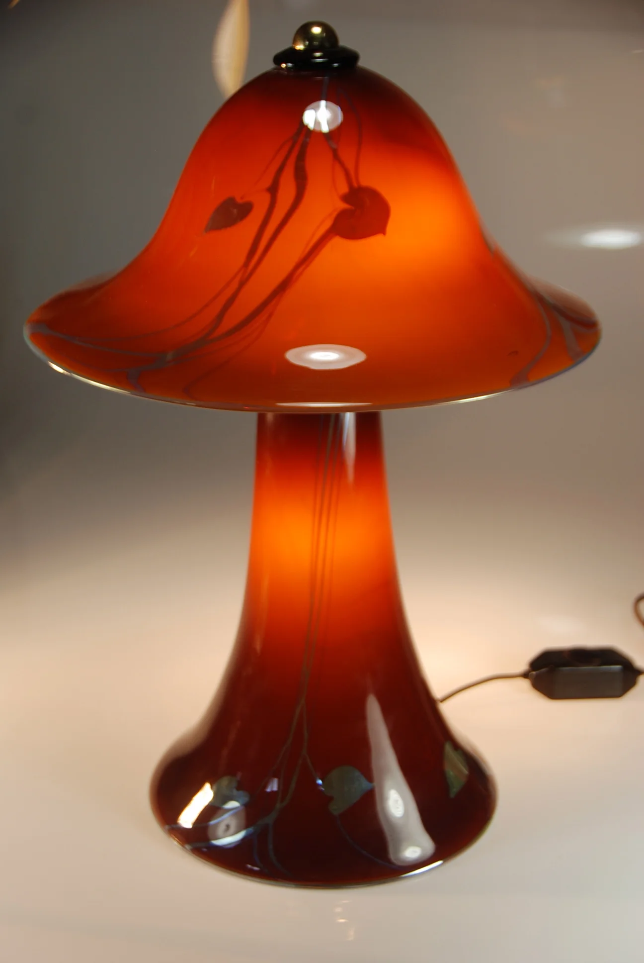 Honey Amber with silver heart and vine decoration. 9" x 19" candelabra sockets, 110V, dimmable. signed and dated by the artist, rick strini, 2014