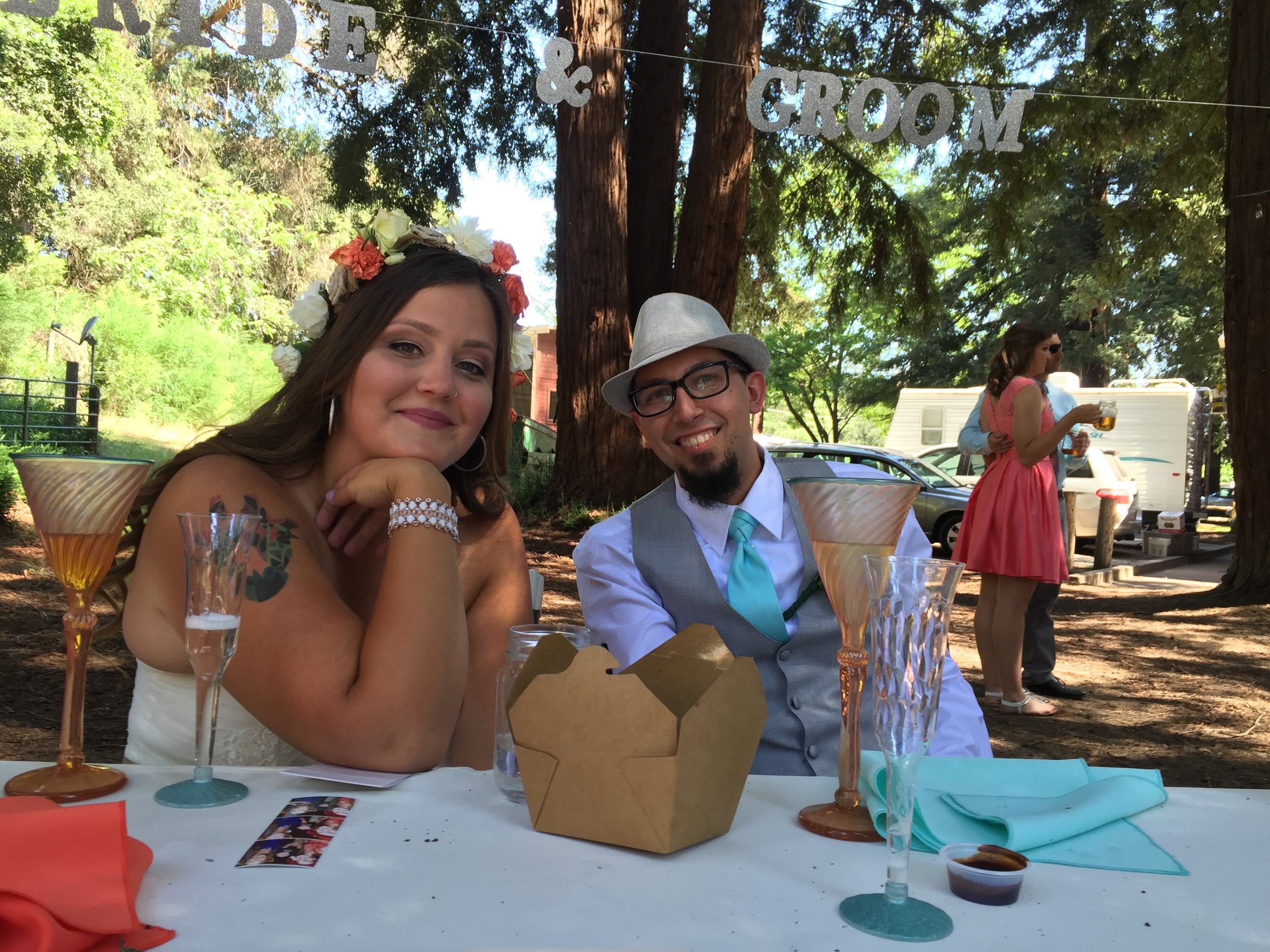 Some nice Strini Art Glass goblets here with the Bride and Groom. I have not lost the "touch" to making stemware.. nice wedding of the #2 Granddaughter.
