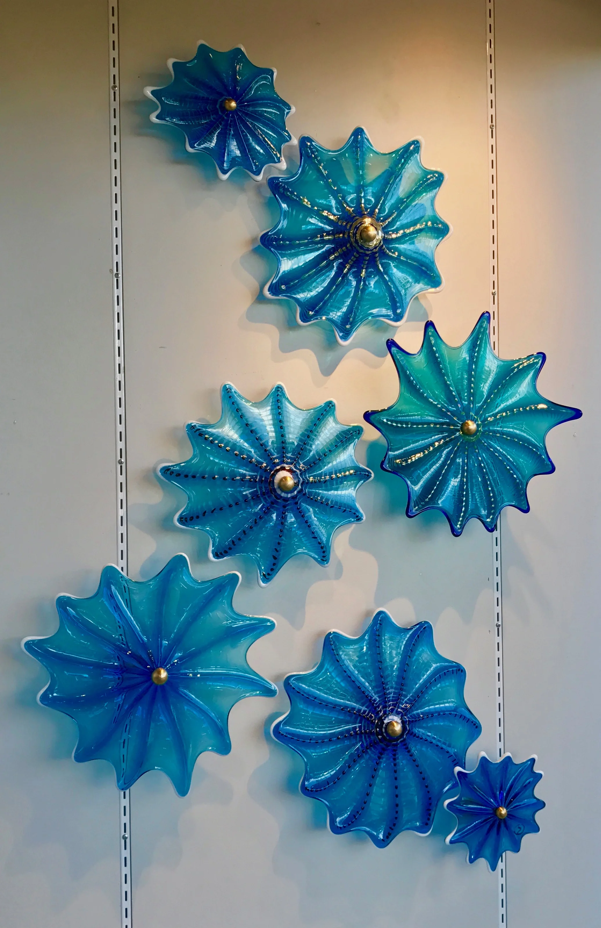 Turquoise Cathedral glass , hand decorated and blown by Rick Strini 2017