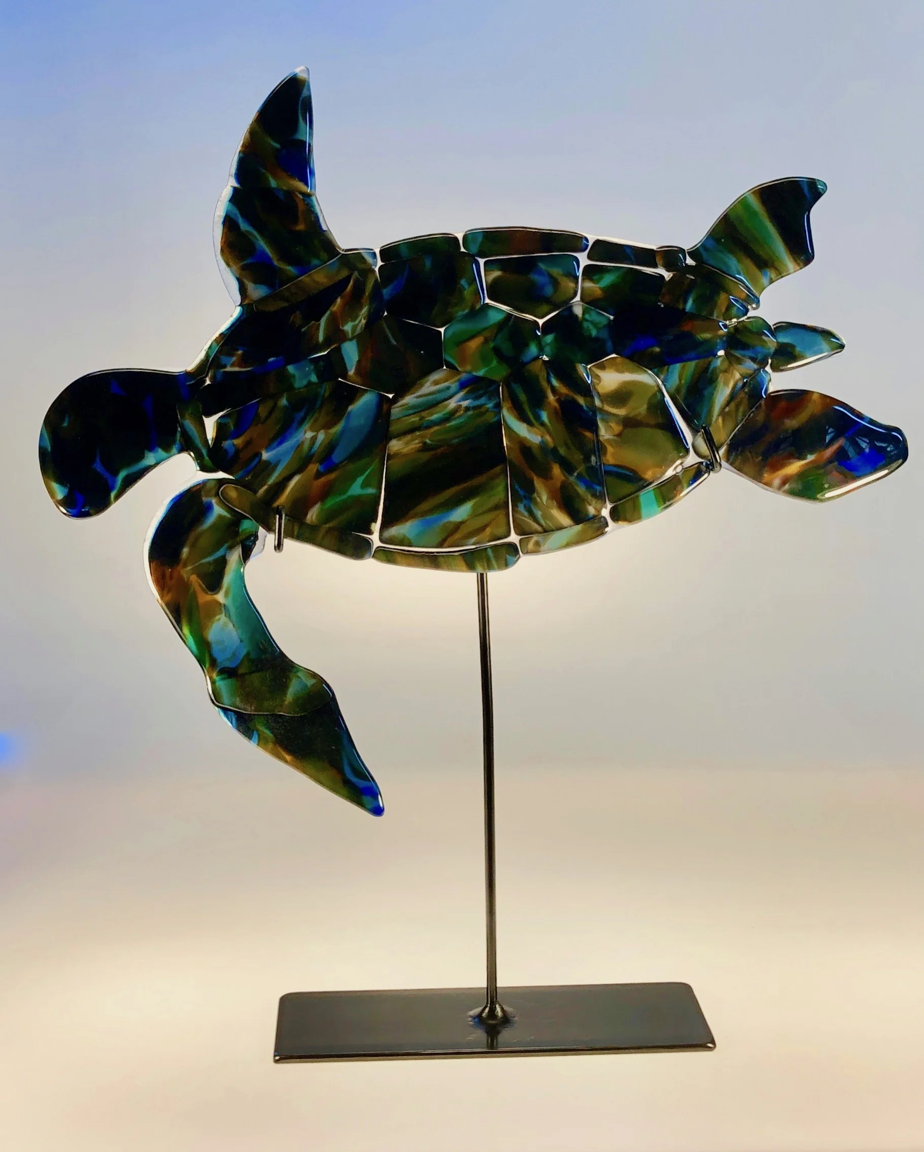 18” x 22” approx. with stand … 27” over all height for sale. call strini art glass. 808 572-6283