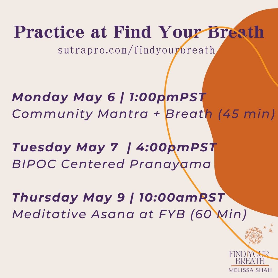 This May at Find Your Breath, our focus is on yoga practices that support self-expression and clear communication! I'm looking forward to having you drop in to mantra, pranayama and/or asana practices that are holistic, accessible and honor where you