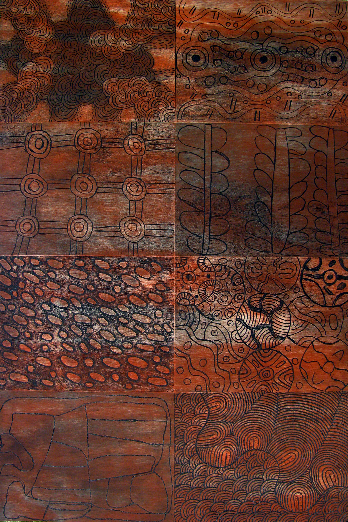 Desert Mob Panel. One section with eight woodcuts. $1,400 (unframed).