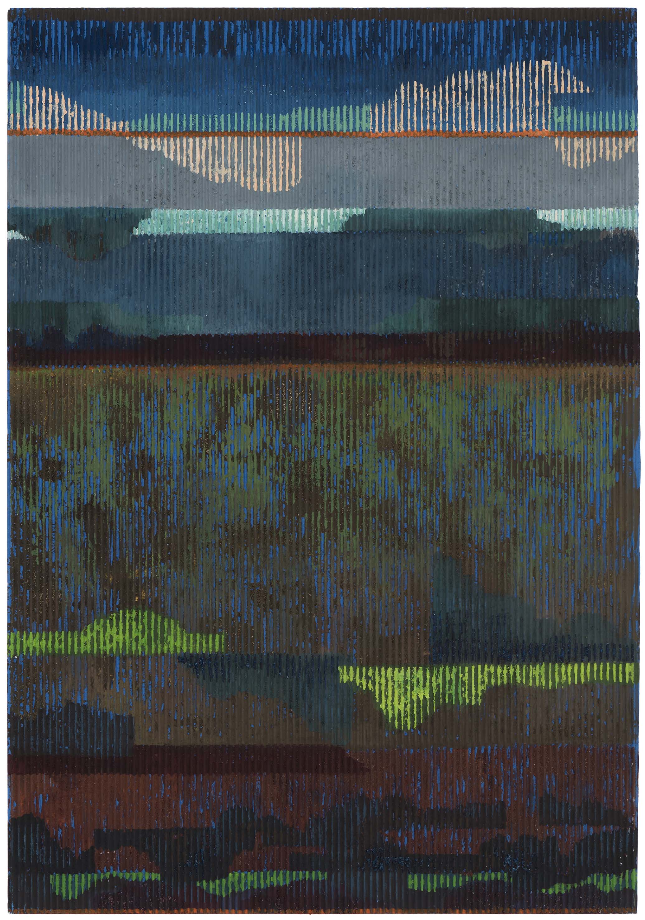Midsummer night 4 (with clouds). 2015. gouache and acrylic on corrugated card. 50 x 35 cm. SOLD