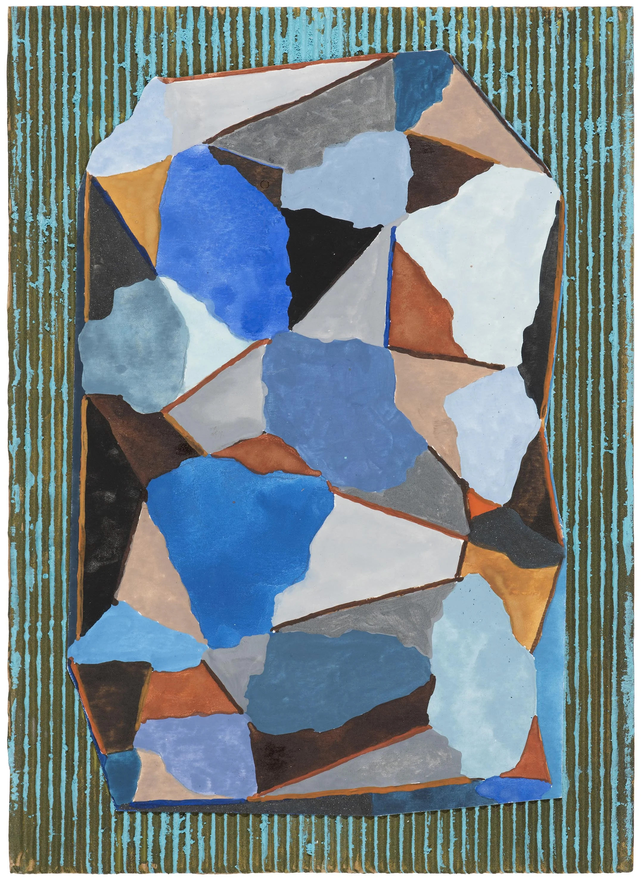 Geo in blue. 2015.  gouache collage.  37 x 28.5 cm. SOLD