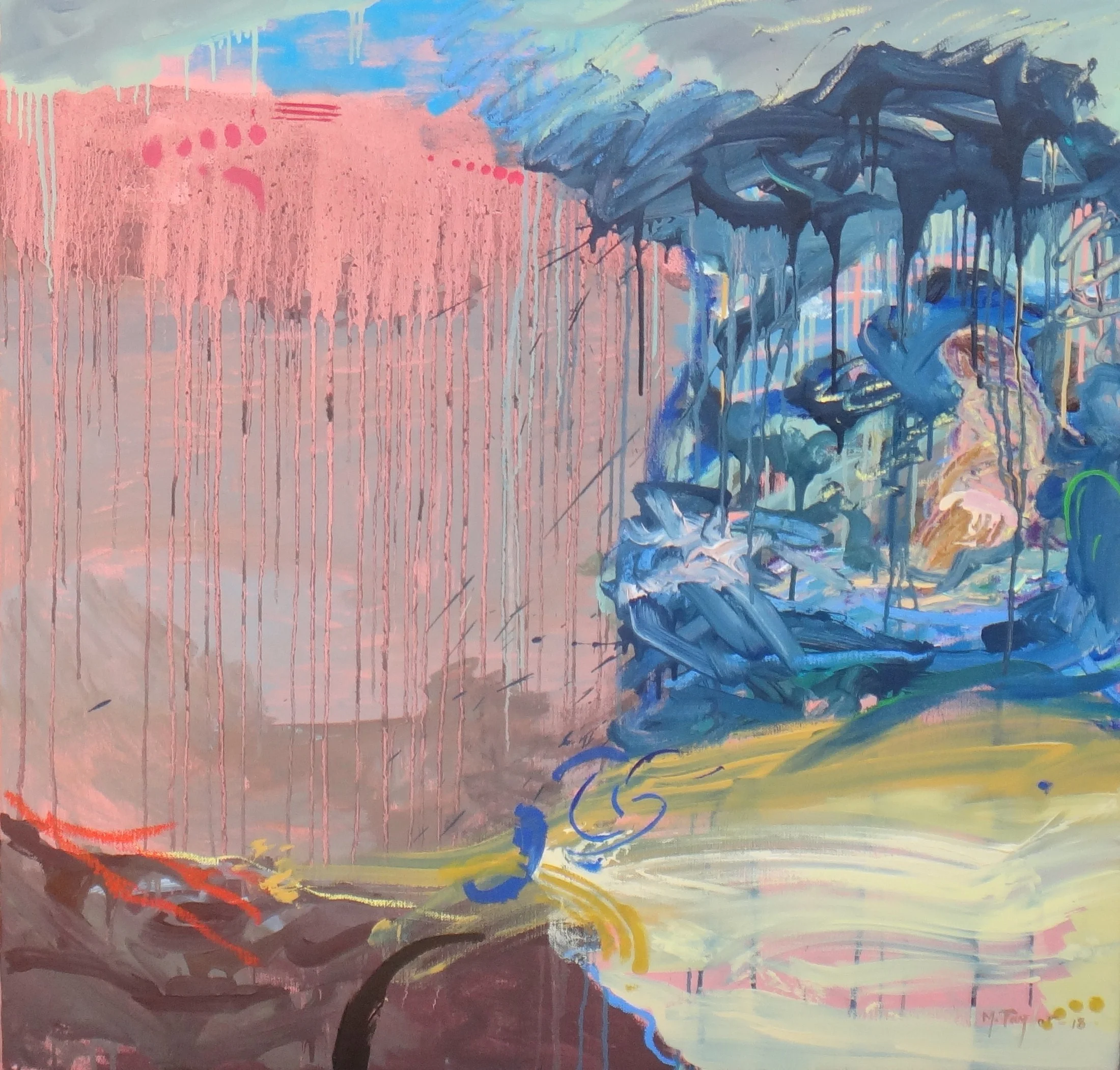 Siren. 2018. oil and oil stick on canvas.96 x 102 cm.$7,000