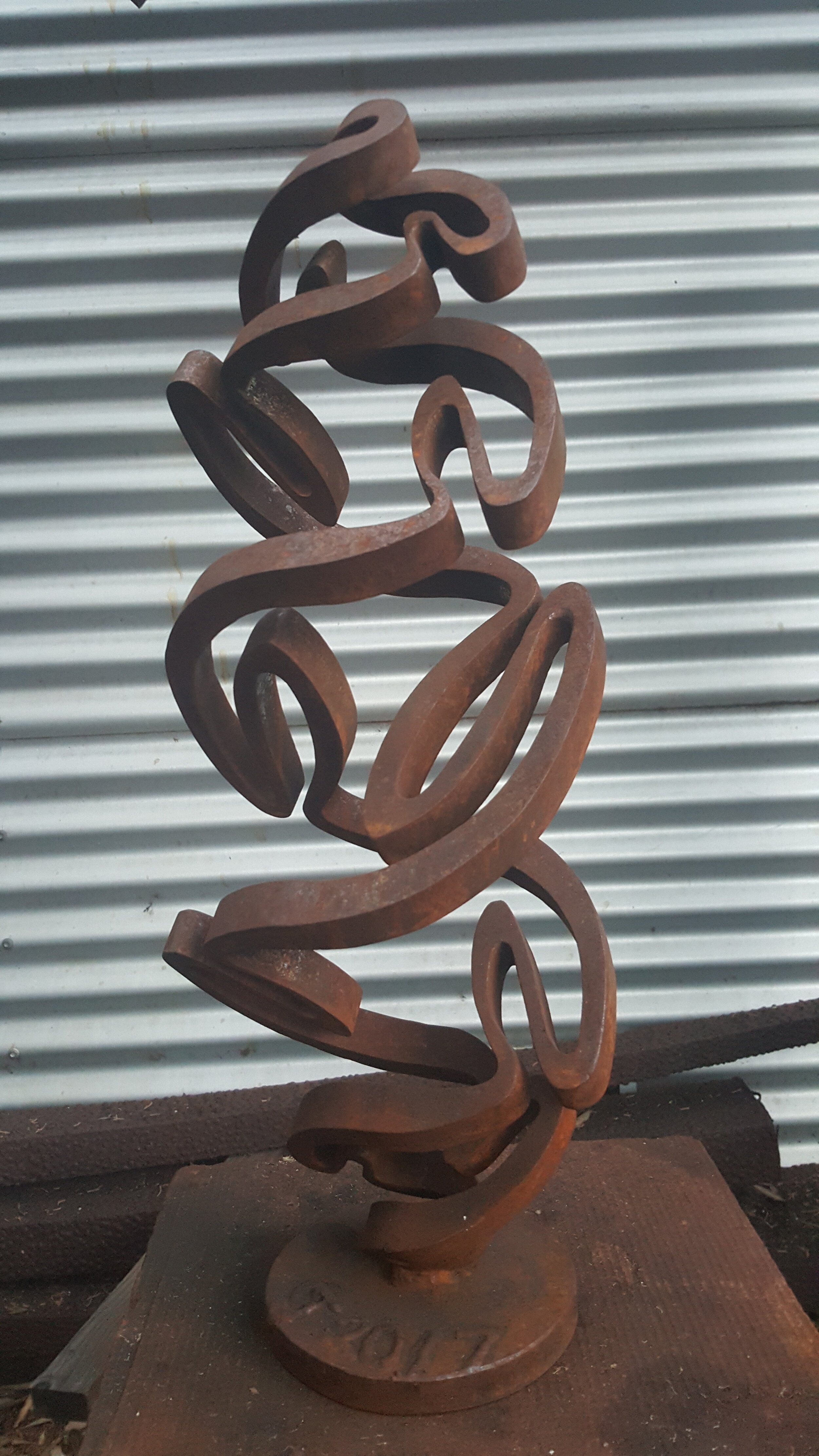 Dual Column (Vortex).  2017 Mild steel. 50 x 16 x 18 cm.  $9,500 (1 of 9)  