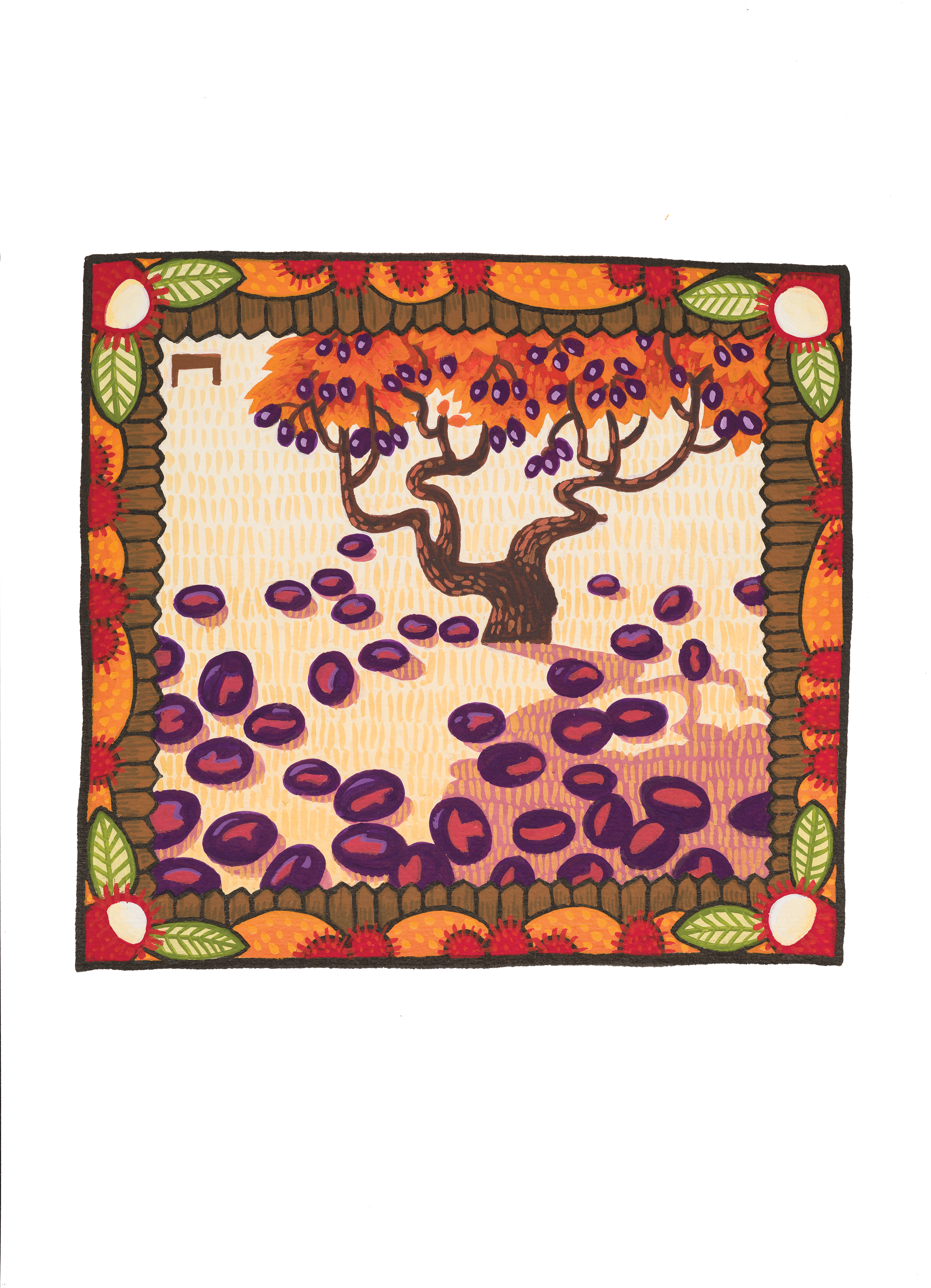 So much fruit… (for a Malaysian Grandmother in Australia). 2024  15.5 x 18 cm