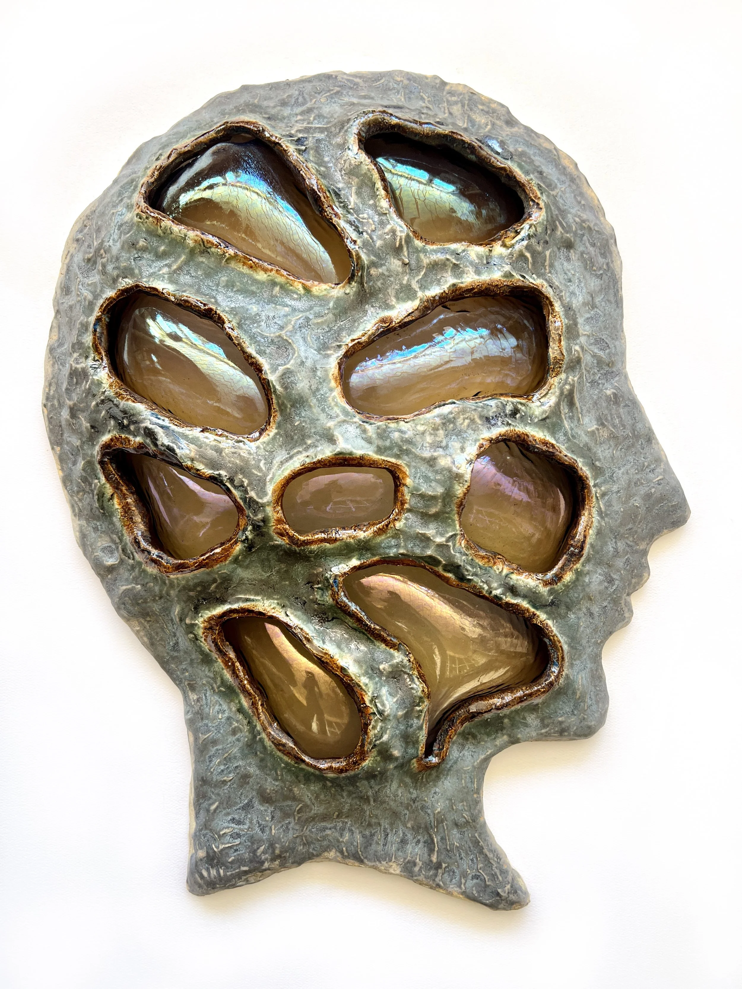 All in Your Head,
Ceramic and glass,
20 x 15 x 4 inches
2026
