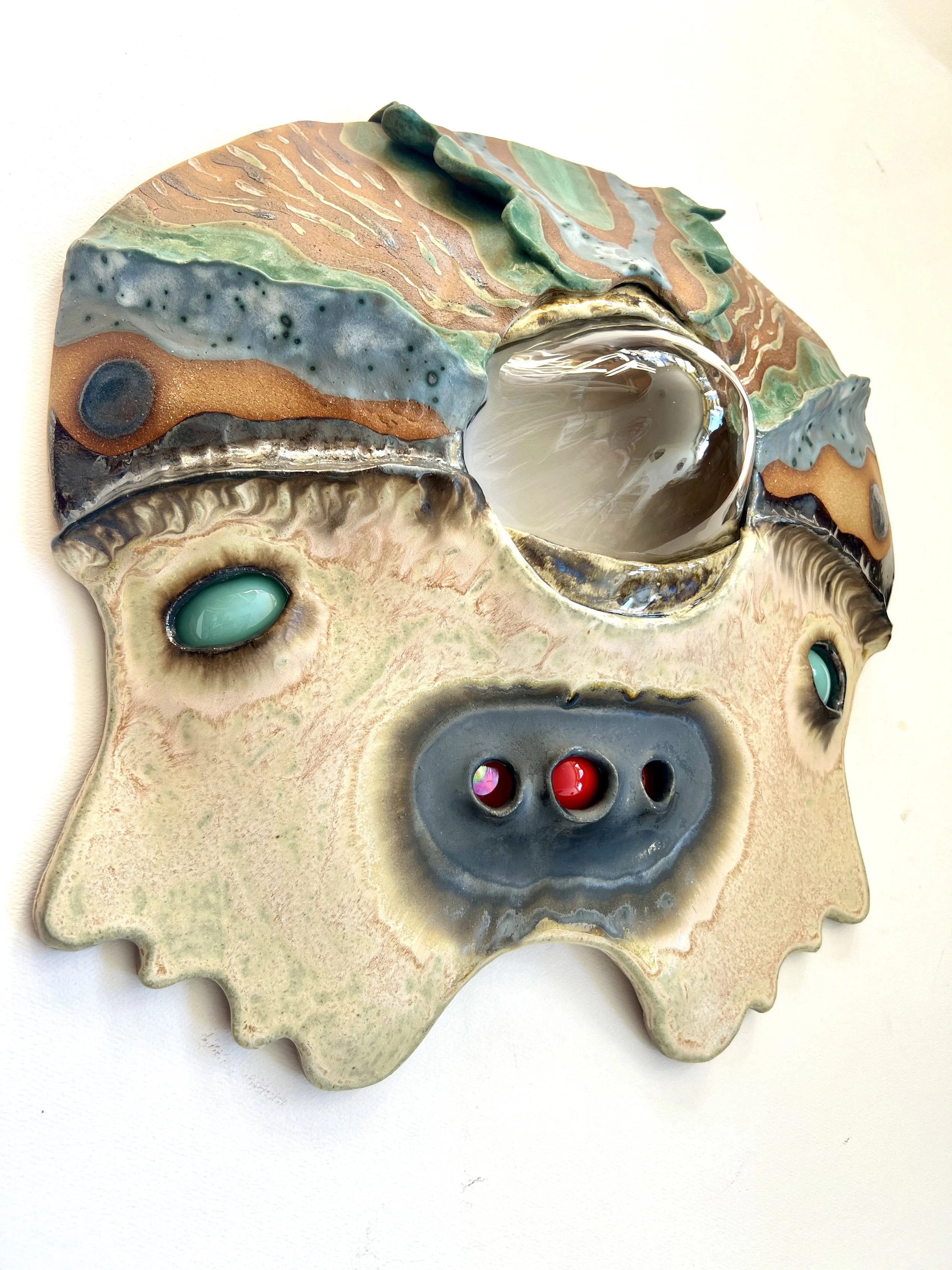 Two Sides
ceramic, glass and video monitor
17 x 19 x 4 in