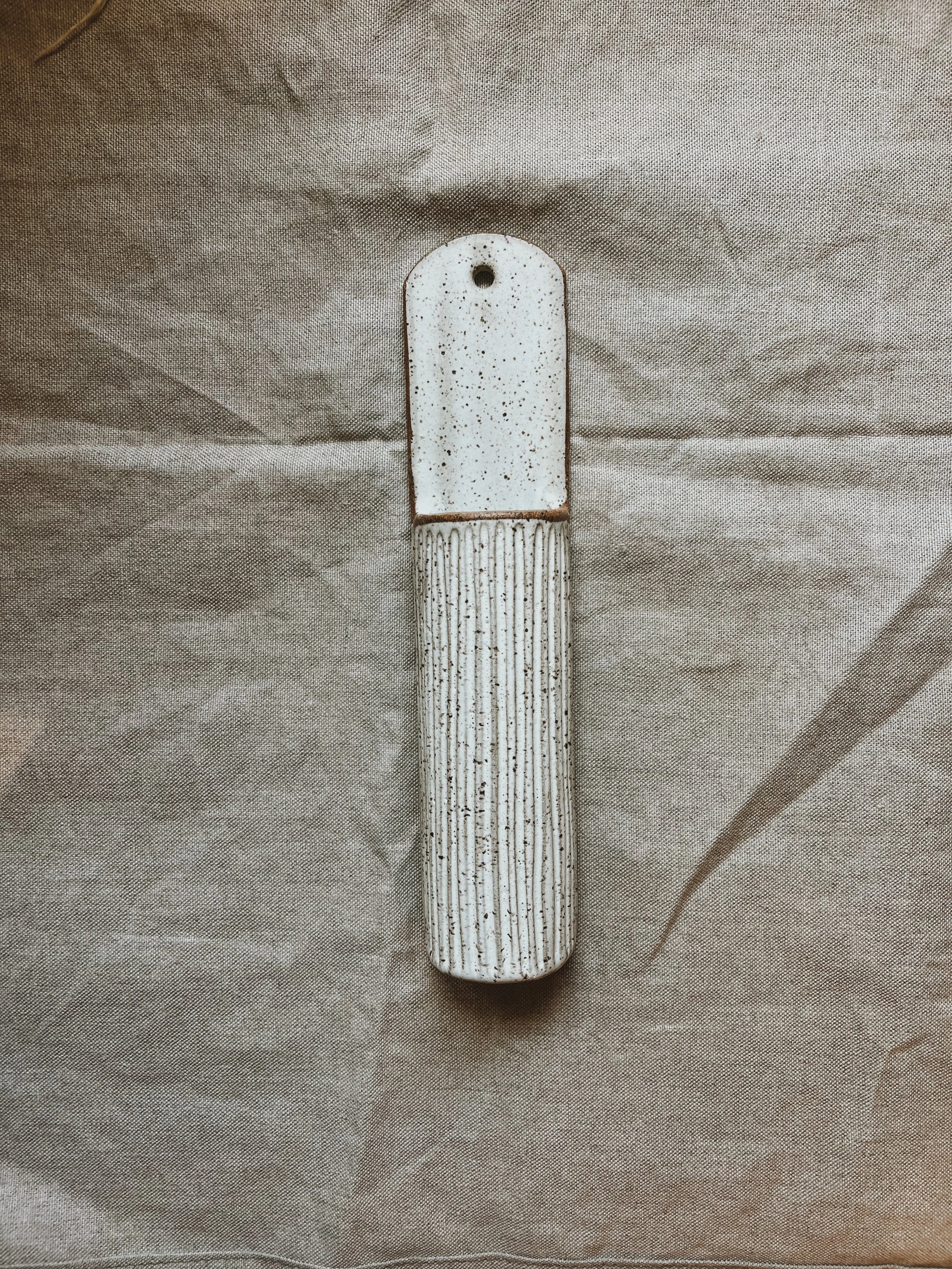 Wall Hanging Pillar - Carved Matte White #2