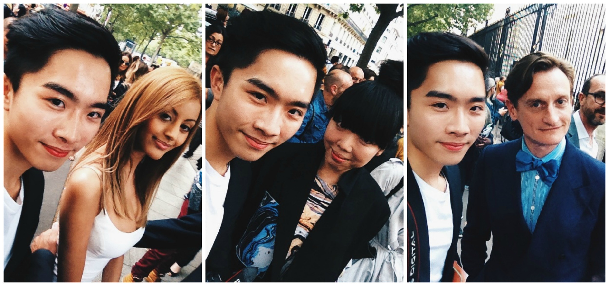 Met some famous faces outside the show (from left): Zahia Dehar , Sussie Bubble (from Style Bubble ), Hamish Bowles (Editor-at-large for American Vogue)