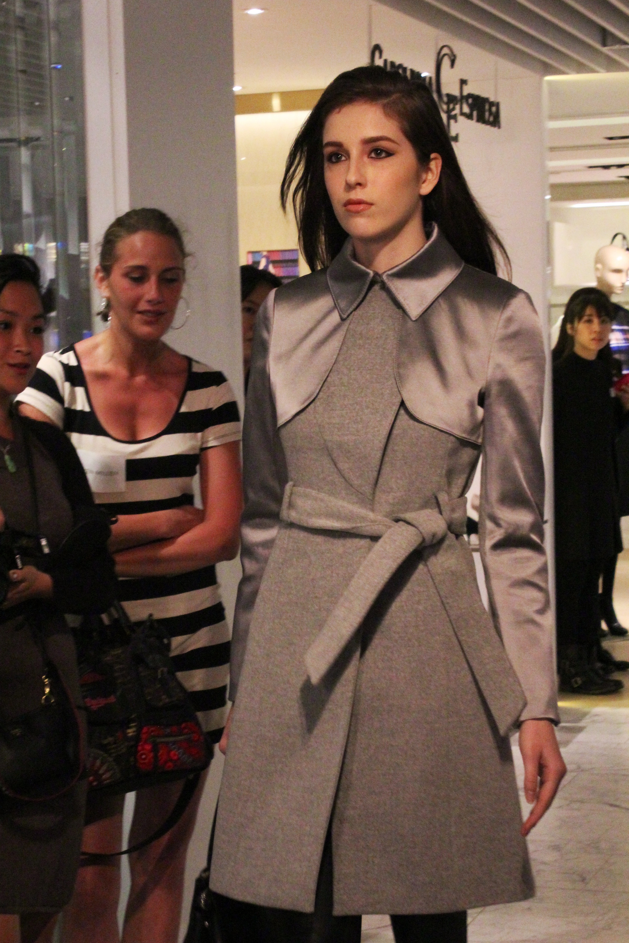 Coat: Satin trimmed coat 