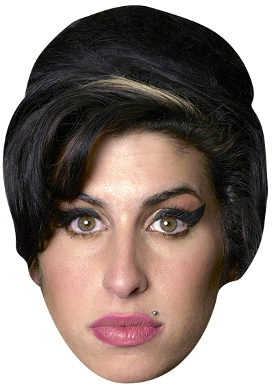 Fancy Dress Mask Flat Card Face Amy Winehouse Celebrity Mask Red Lipstick