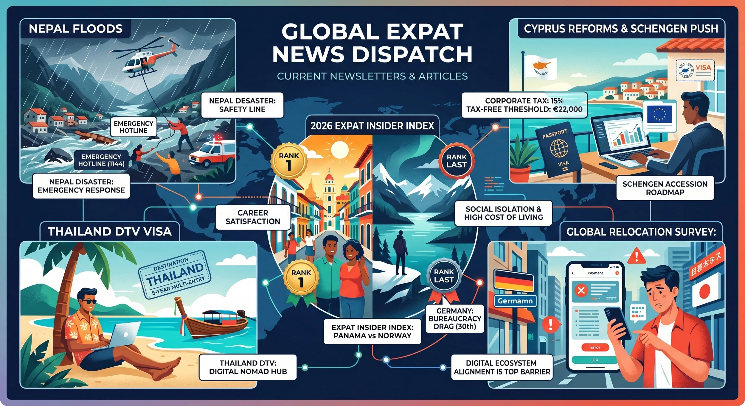 Emergency Floods in Nepal, Cyprus Tax &amp; Schengen Shifts, and 2026 Global Rankings