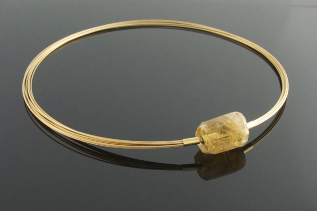 Gold wire multistrand with interchangeable citrine hexagonal barrel clasp 