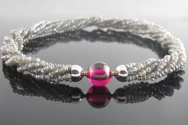 Ruby labradorite statement necklace