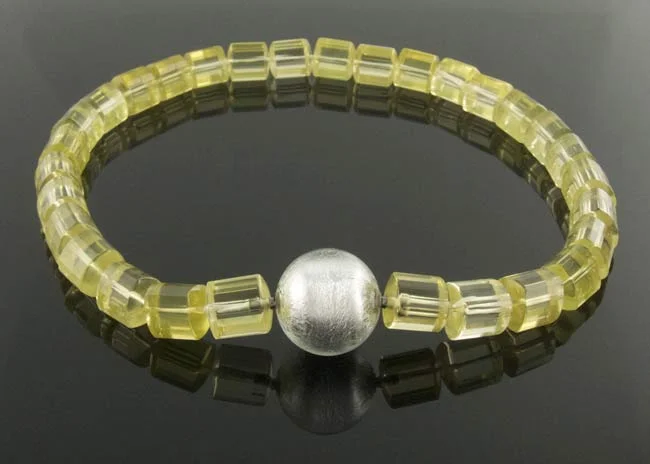 Lemon quartz necklace removable Murano glass clasp