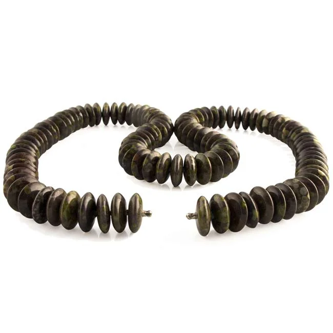 Long green jasper necklace interchangeable