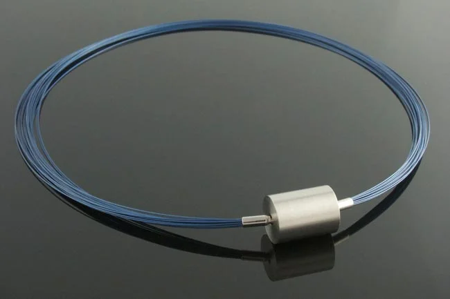 Blue 25 row multistrand necklace interchangeable steel cylinder clasp