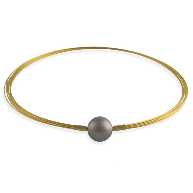Gold 10 row multistrand necklace interchangeable system steel ball clasp