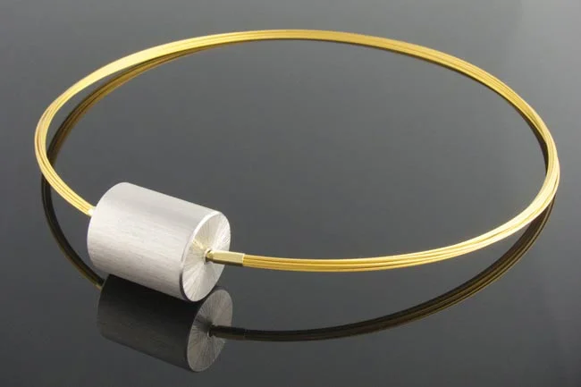 Gold 10 row multistrand necklace interchangeable silver cylinder clasp