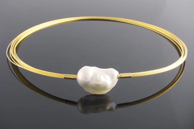 Gold 10 row multistrand necklace interchangeable keshi pearl clasp