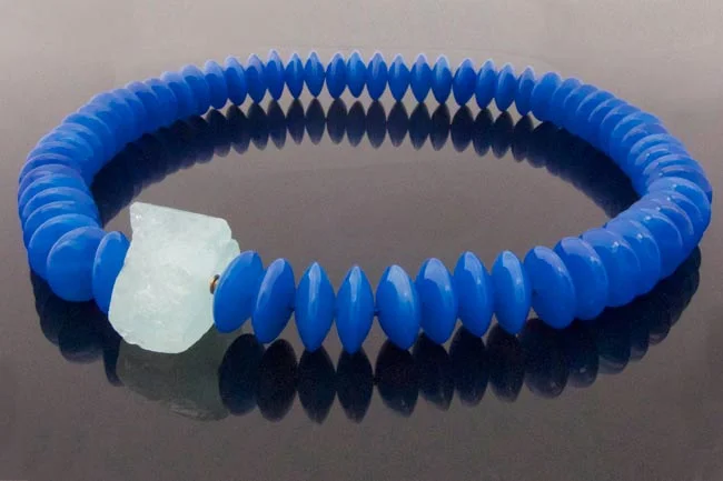 Blue agate statemetn necklace aquamarine interchangeable clasp