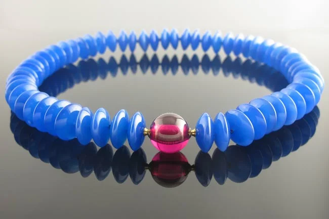 Blue agate ruby statement necklace