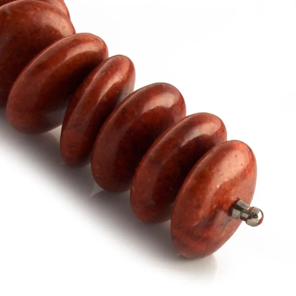 Interchangeable long red coral rondelle necklace