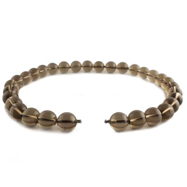 Smoky quartz necklace - 12mm round with interchangeable fittings