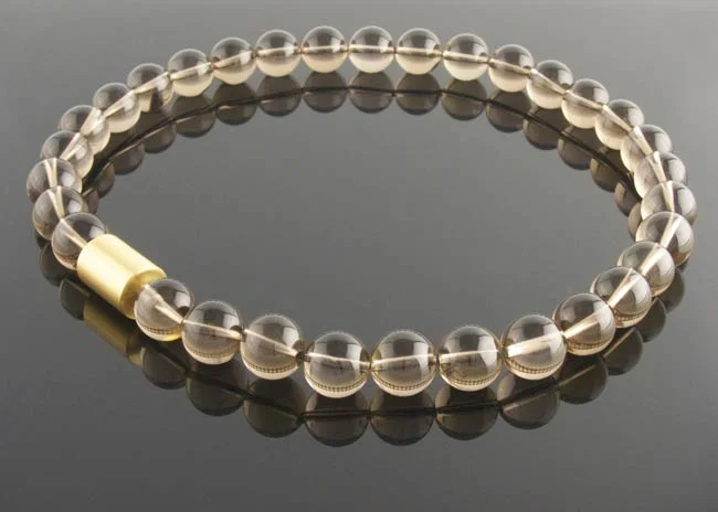 Smoky quartz necklace with interchangeable gold cylinder clasp