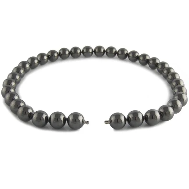 Haematite necklace - 12mm round bead interchangeable steel fittings