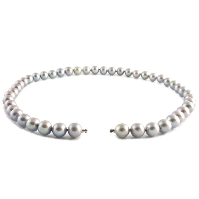 Interchangeable Grey freshwater pearl necklace - 9-9.5mm