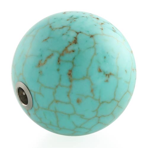 Dyed turquoise blue howlite ball clasp
