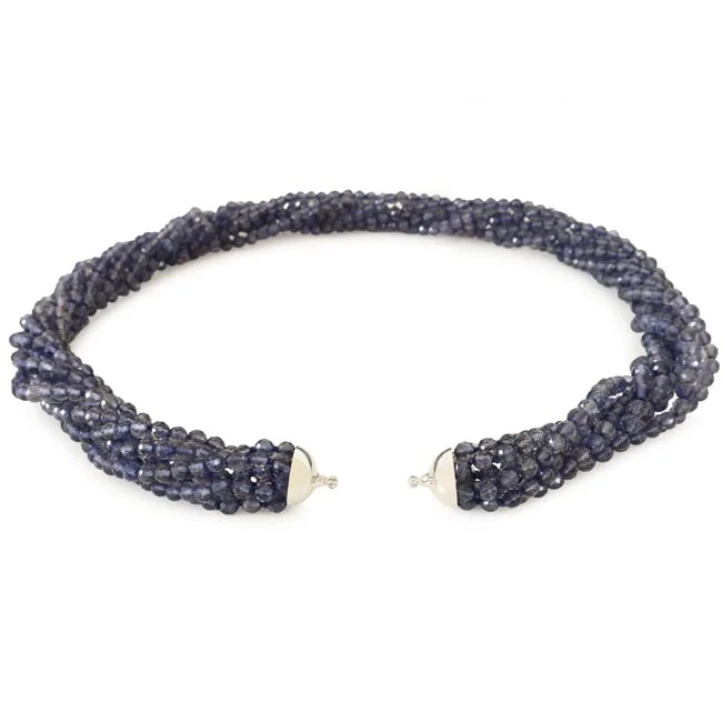 Interchangeable necklace iolite multistrand