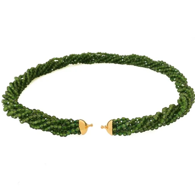 Interchangeable green necklace chrome diopside multistrand