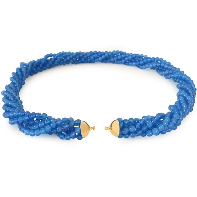 Interchangeable necklace blue agate multistrand