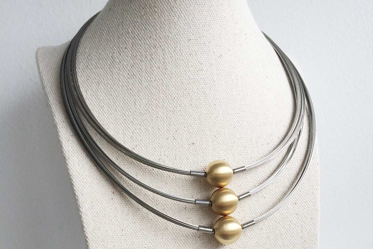 The three different length necklace combinations available