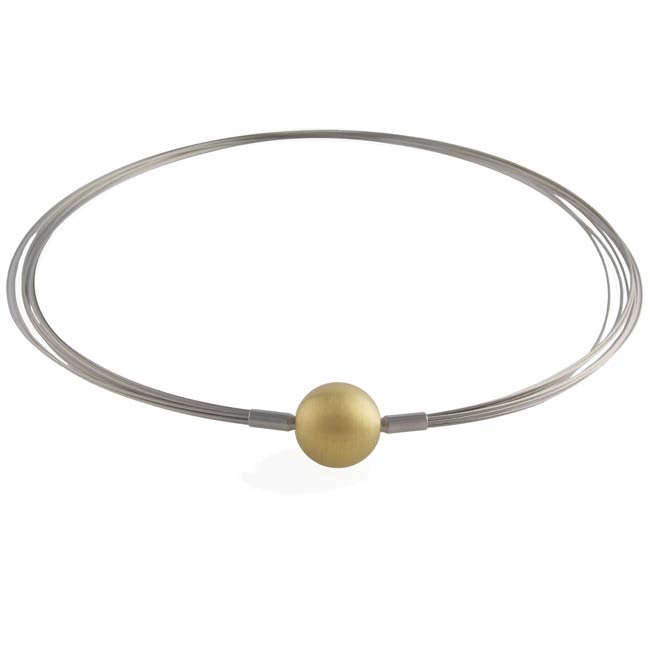 Steel wire multistrand with gold ball clasp