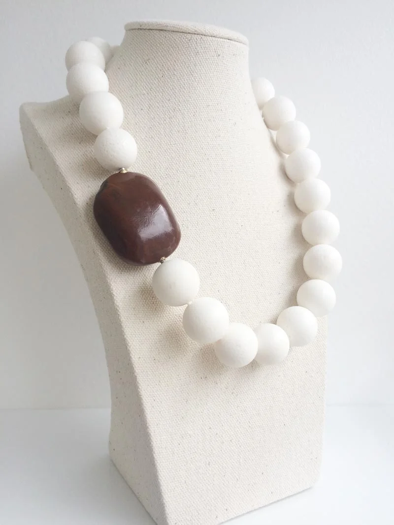 20mm coral bead necklace with interchangeable sea bean clasp