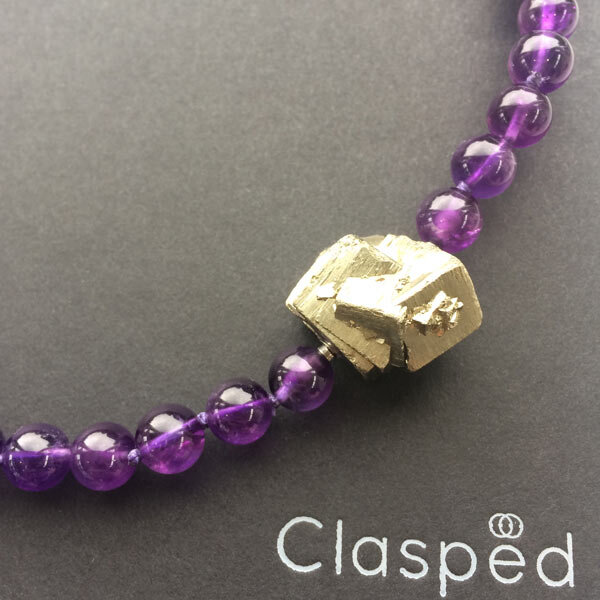 8mm amethyst bead strand with detachable pyrite clasp