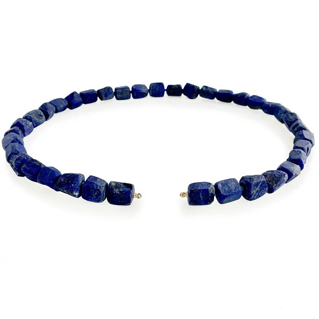 Hammered lapis lazuli necklace without clasp.