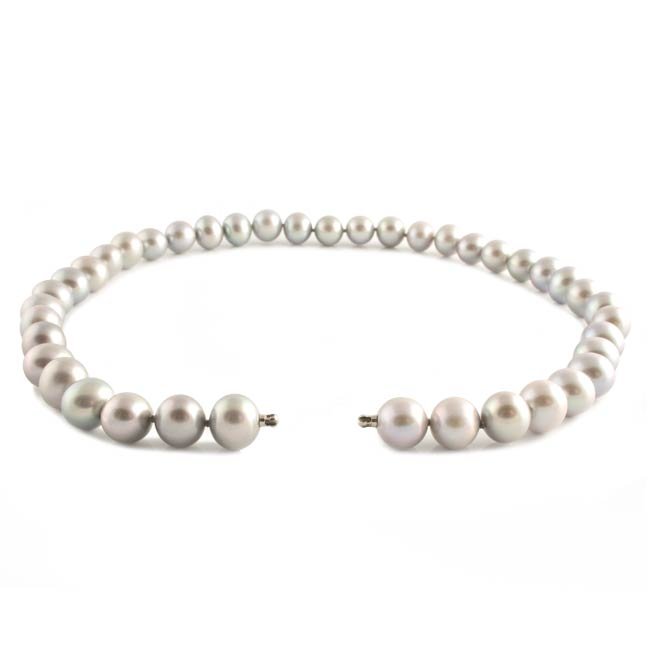 Grey freshwater pearl necklace - 10-10.5mm interchangeable system